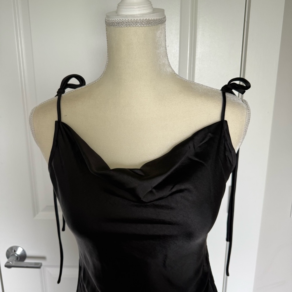 Amylynn Stella Camisole Slip Dress satin drawstring size large black - Picture 6 of 14